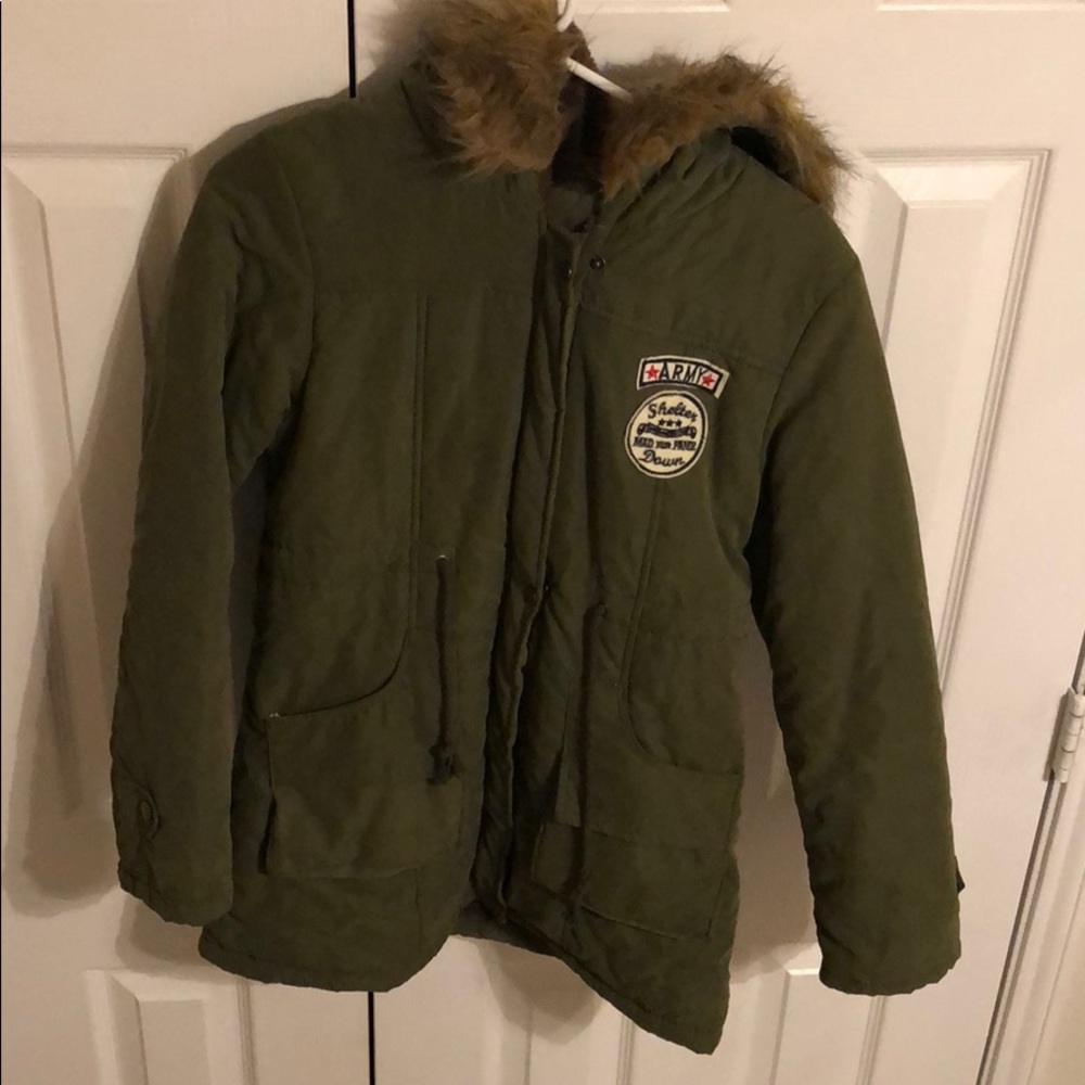 Army green winter coat